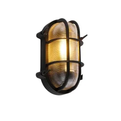QAZQA Industriële wand- en plafondlamp zwart ovaal IP44 - Noutica