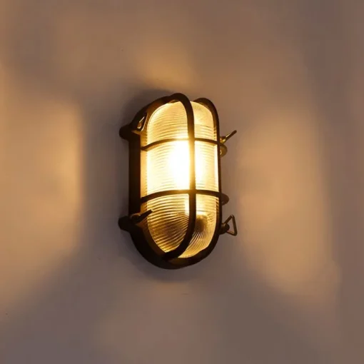 QAZQA Industriële wand- en plafondlamp zwart ovaal IP44 - Noutica