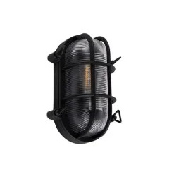 QAZQA Industriële wand- en plafondlamp zwart ovaal IP44 - Noutica