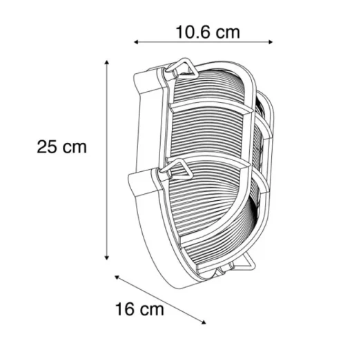 QAZQA Industriële wand- en plafondlamp zwart ovaal IP44 - Noutica