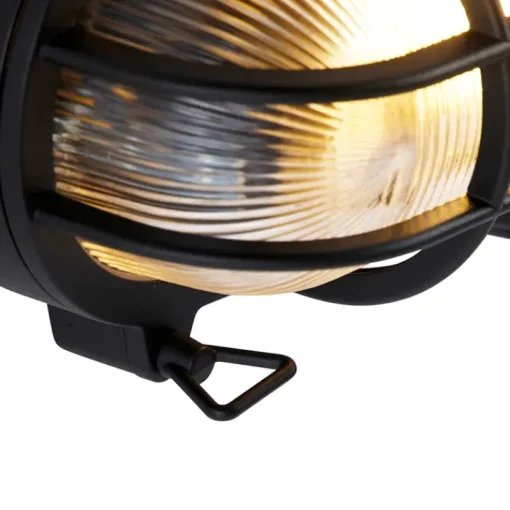 QAZQA Industriële wand- en plafondlamp zwart ovaal IP44 - Noutica