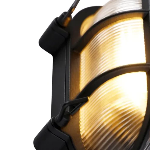 QAZQA Industriële wand- en plafondlamp zwart ovaal IP44 - Noutica