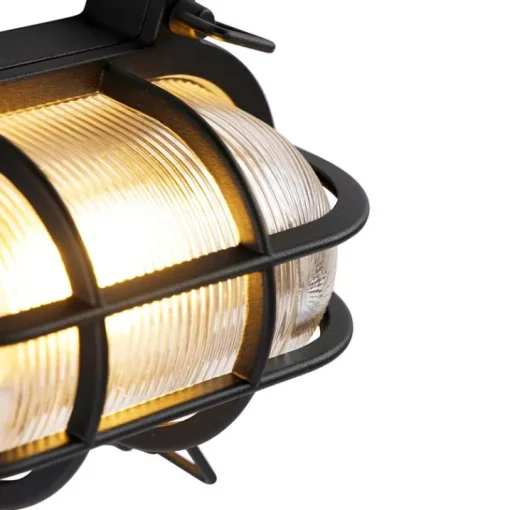 QAZQA Industriële wand- en plafondlamp zwart ovaal IP44 - Noutica