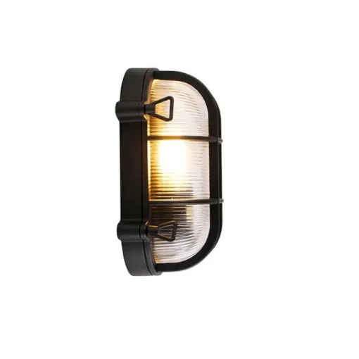 QAZQA Industriële wand- en plafondlamp zwart ovaal IP44 - Noutica
