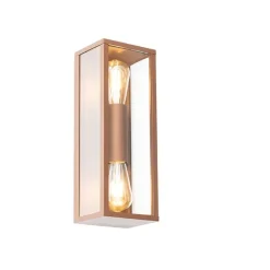 QAZQA Industriële wandlamp roestbruin 38 cm 2-lichts IP44 - Charlois