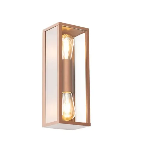 QAZQA Industriële wandlamp roestbruin 38 cm 2-lichts IP44 - Charlois