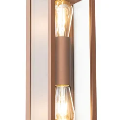 QAZQA Industriële wandlamp roestbruin 38 cm 2-lichts IP44 - Charlois