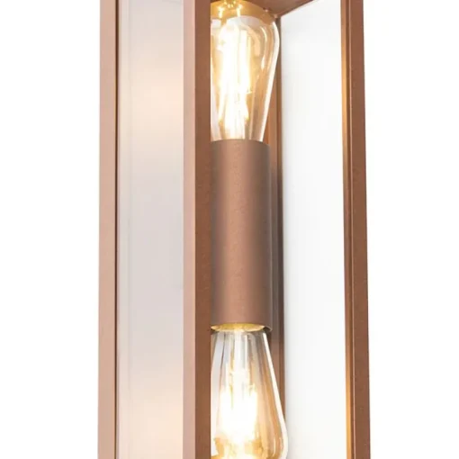 QAZQA Industriële wandlamp roestbruin 38 cm 2-lichts IP44 - Charlois