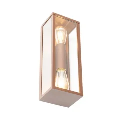 QAZQA Industriële wandlamp roestbruin 38 cm 2-lichts IP44 - Charlois