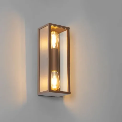 QAZQA Industriële wandlamp roestbruin 38 cm 2-lichts IP44 - Charlois