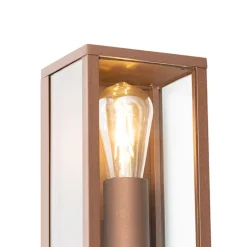 QAZQA Industriële wandlamp roestbruin 38 cm 2-lichts IP44 - Charlois