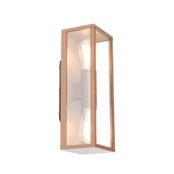 QAZQA Industriële wandlamp roestbruin 38 cm 2-lichts IP44 - Charlois