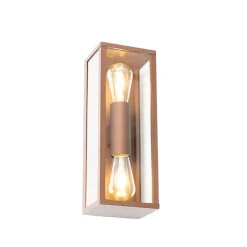 QAZQA Industriële wandlamp roestbruin 38 cm 2-lichts IP44 - Charlois