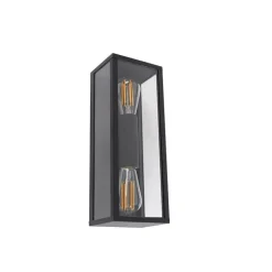 QAZQA Industriële wandlamp zwart 38 cm 2-lichts IP44 - Charlois