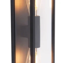 QAZQA Industriële wandlamp zwart 38 cm 2-lichts IP44 - Charlois