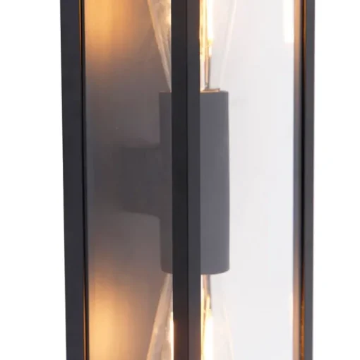 QAZQA Industriële wandlamp zwart 38 cm 2-lichts IP44 - Charlois