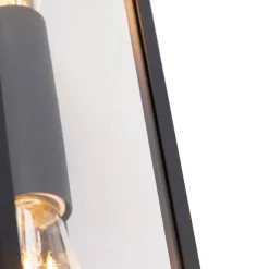 QAZQA Industriële wandlamp zwart 38 cm 2-lichts IP44 - Charlois
