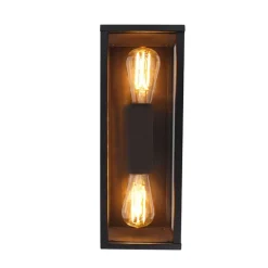 QAZQA Industriële wandlamp zwart 38 cm 2-lichts IP44 - Charlois