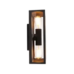 QAZQA Industriële wandlamp zwart 38 cm 2-lichts IP44 - Charlois