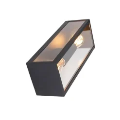 QAZQA Industriële wandlamp zwart 38 cm 2-lichts IP44 - Charlois