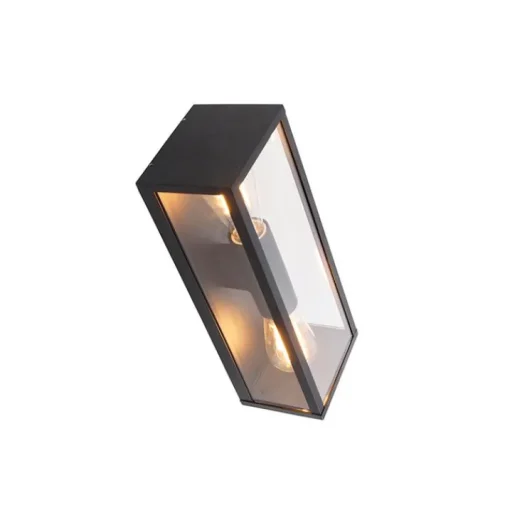 QAZQA Industriële wandlamp zwart 38 cm 2-lichts IP44 - Charlois
