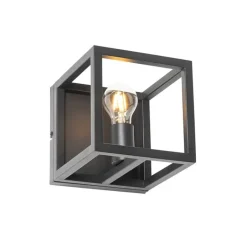 QAZQA Industriële wandlamp zwart kubus - Cage