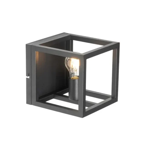 QAZQA Industriële wandlamp zwart kubus - Cage