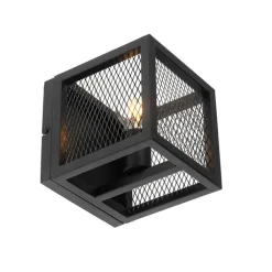 QAZQA Industriële wandlamp zwart met gaas - Cage