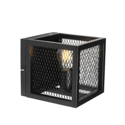 QAZQA Industriële wandlamp zwart met gaas - Cage