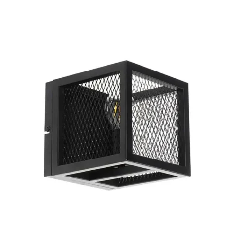 QAZQA Industriële wandlamp zwart met gaas - Cage