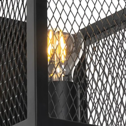 QAZQA Industriële wandlamp zwart met gaas - Cage