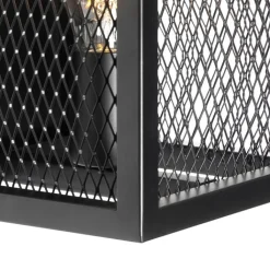 QAZQA Industriële wandlamp zwart met gaas - Cage