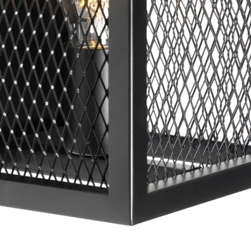 QAZQA Industriële wandlamp zwart met gaas - Cage