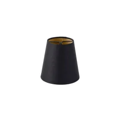 QAZQA Katoenen klemkap zwart 12 cm rond met gouden binnenkant