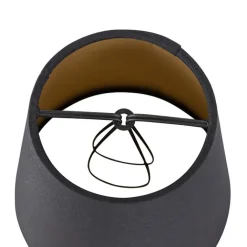 QAZQA Katoenen klemkap zwart 12 cm rond met gouden binnenkant