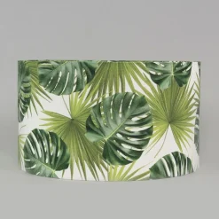 QAZQA Katoenen lampenkap blad dessin rond 35/35/20 - Leaf