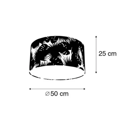 QAZQA Katoenen lampenkap blad dessin rond 50/50/25 - Leaf