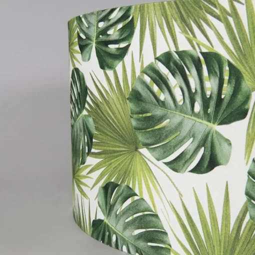 QAZQA Katoenen lampenkap blad dessin rond 50/50/25 - Leaf