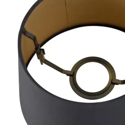 QAZQA Katoenen lampenkap zwart 20/15/13 met gouden binnenkant