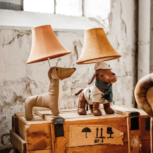 Happy Lamps Kinder tafellamp jachthond bruin - Spike