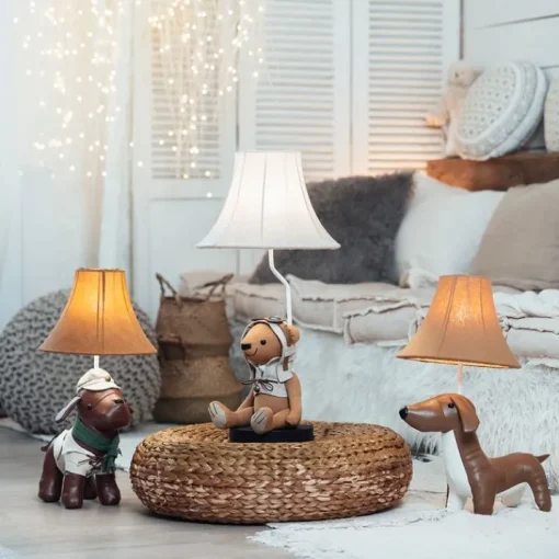 Happy Lamps Kinder tafellamp jachthond bruin - Spike