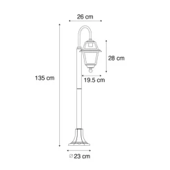 QAZQA Klassieke buiten lantaarn zwart 135 cm IP44 - Berta