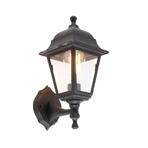 QAZQA Klassieke buiten wandlamp zwart IP44 - Capital
