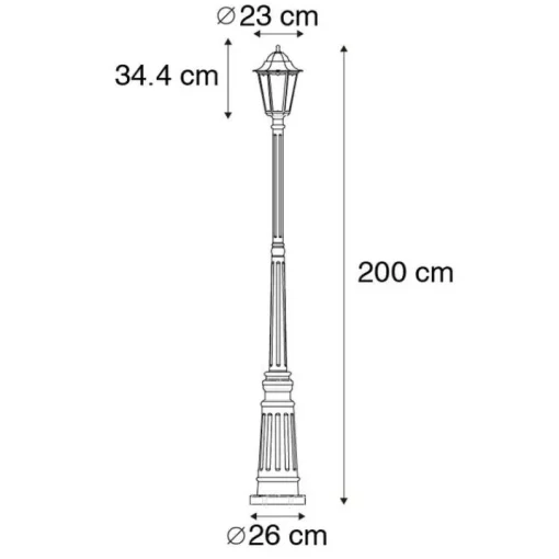 QAZQA Klassieke buitenlantaarn zwart 200 cm IP44 - Havana