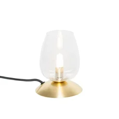 QAZQA Klassieke tafellamp goud met glas - Elien