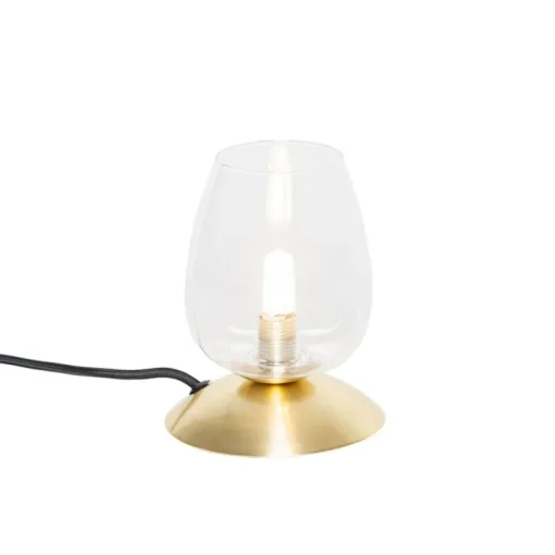QAZQA Klassieke tafellamp goud met glas - Elien