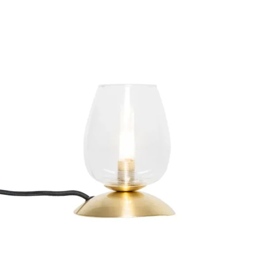 QAZQA Klassieke tafellamp goud met glas - Elien