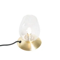 QAZQA Klassieke tafellamp goud met glas - Elien