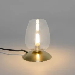 QAZQA Klassieke tafellamp goud met glas - Elien