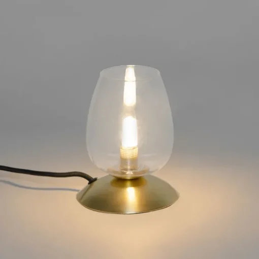 QAZQA Klassieke tafellamp goud met glas - Elien